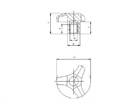 Sterngriff V3 B - Technische Zeichnung | Kuala Kunststofftechnik GmbH
